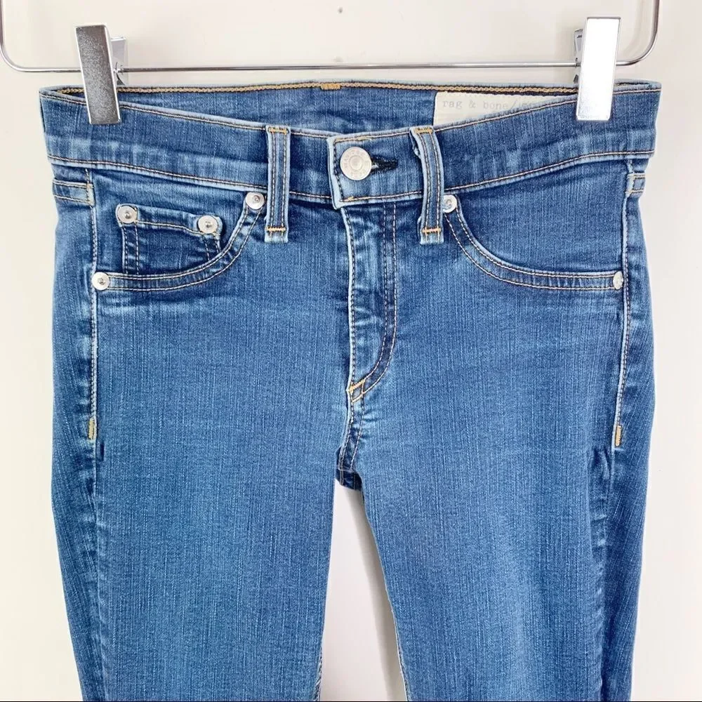 Rag & Bone The Legging Skinny Jeans - Clean Indigo Medium Wash‎ Low-rise Sz 25
